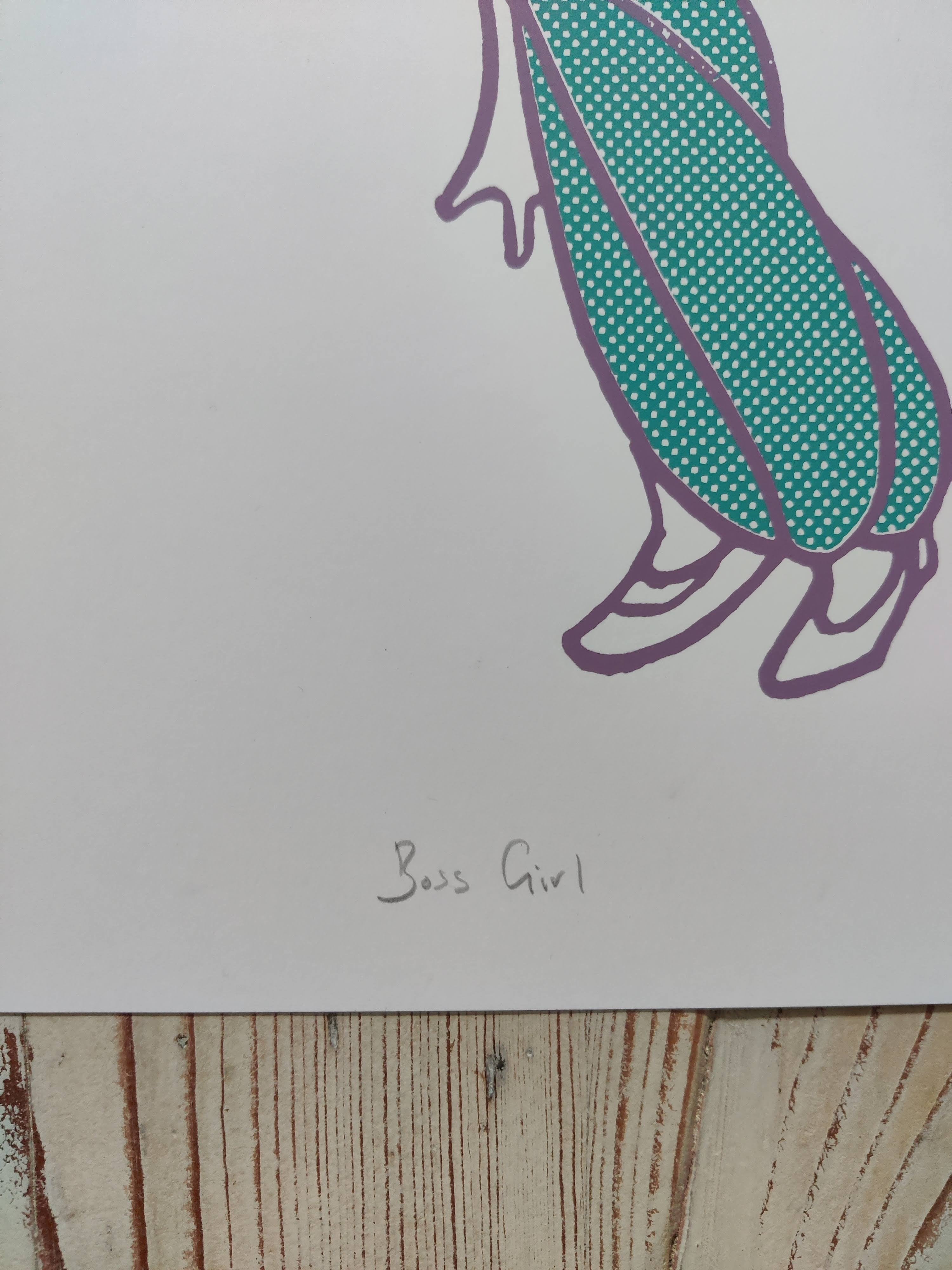 Boss Girl artwork in suffragette colours – limited edition screen print