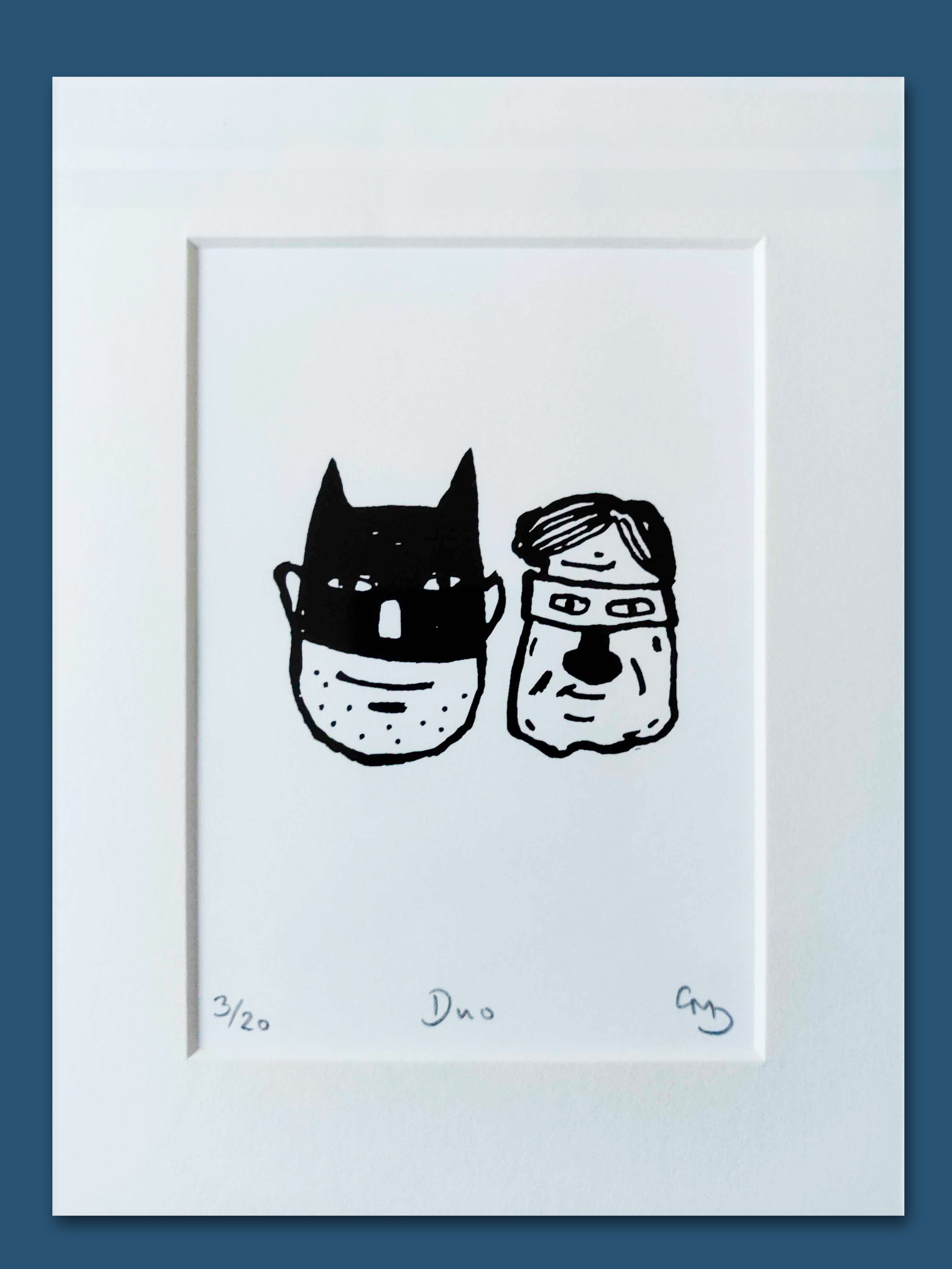 Duo (aka Batman & Robin) - An Original Hand Made Silk Screen Print by Gerard McDonagh / Bravespear