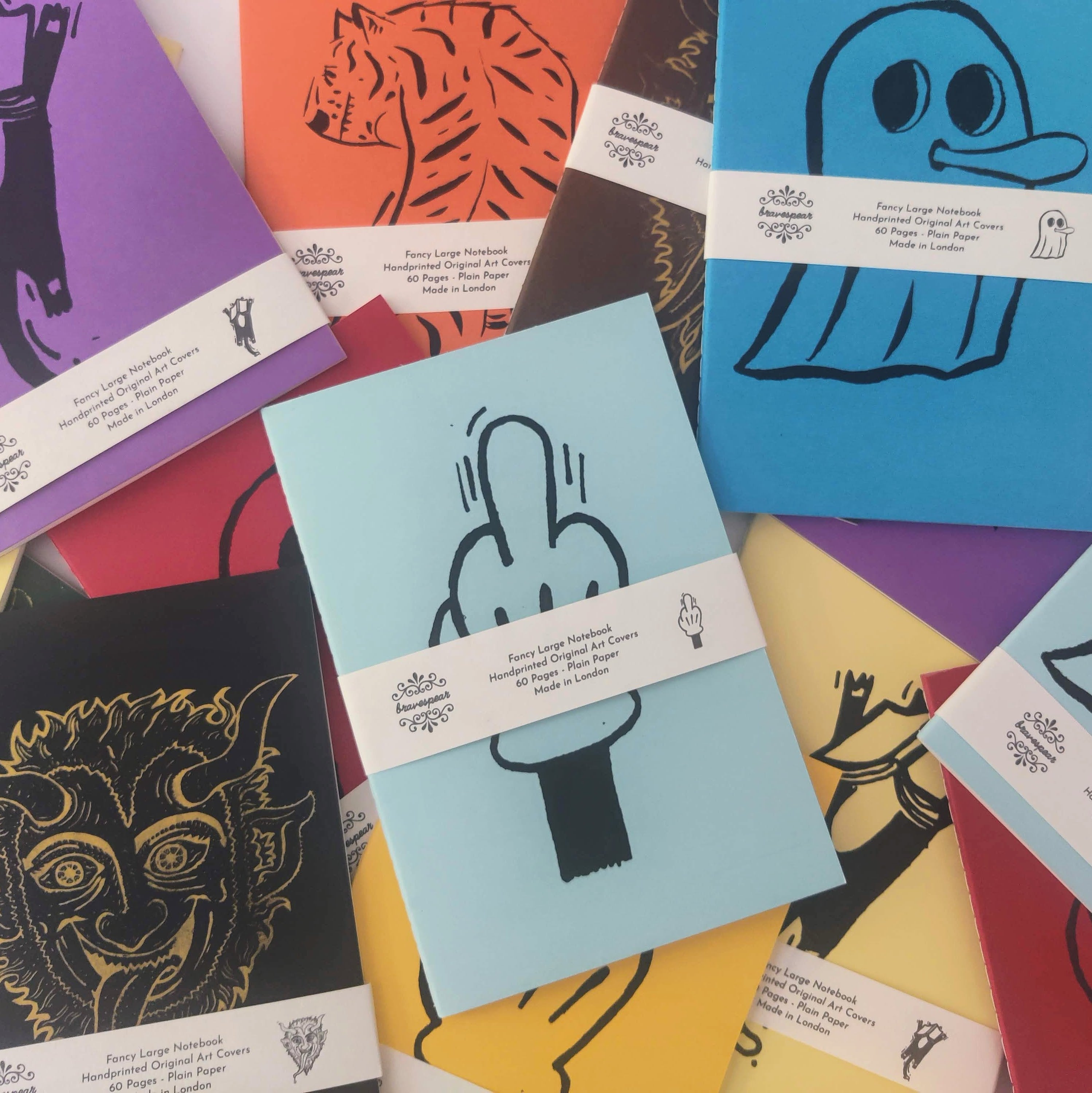 Large Notebooks/Various Designs lined paper and Hand Printed Covers