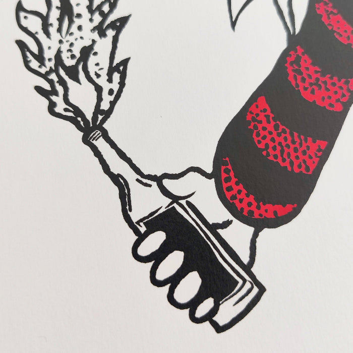 Dennis the Menace satire screen print Molotov Dennis – hand-pulled limited edition artwork