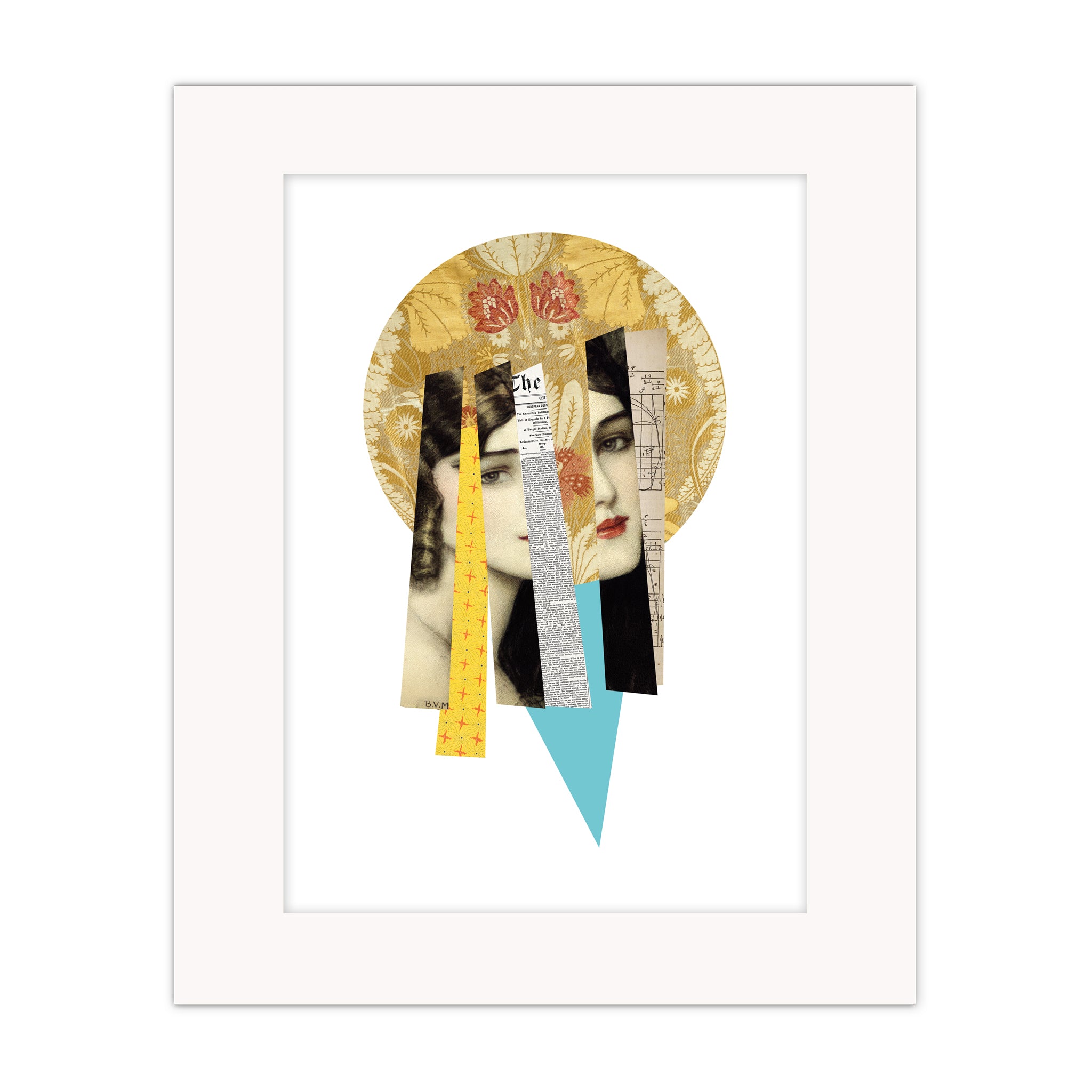 Open edition Madonna collage mounted giclée print reworking religious iconography. Contemporary fine art by Bravespears. Matted Print