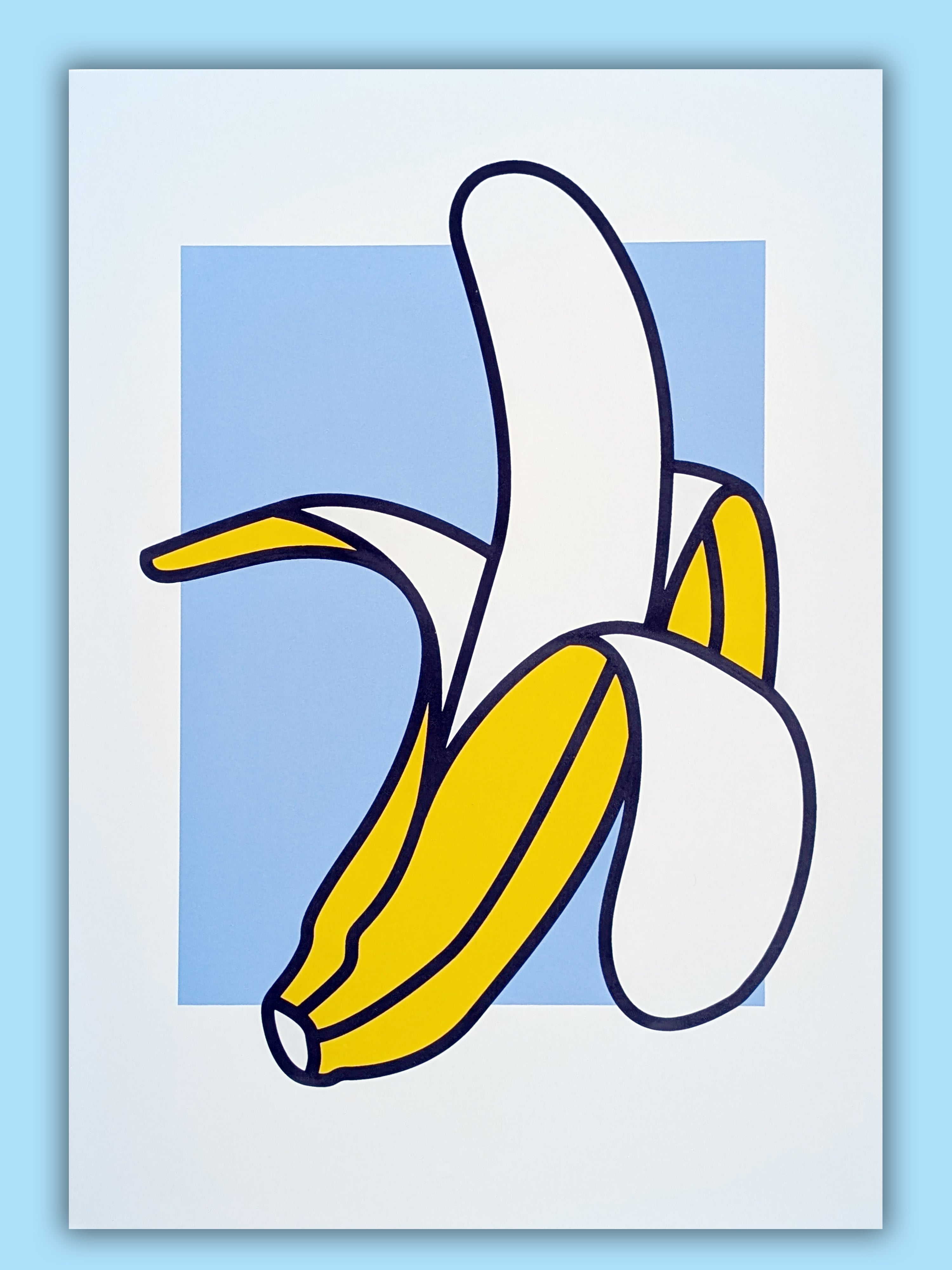 Banana pop art screen print by Gerard McDonagh – limited edition of 20

Yellow and blue Banana screen print – contemporary pop art collectible