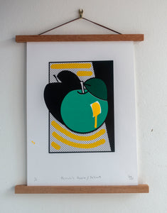 Patrick’s Apple / Yellow - A One Off Embellished with Graffiti Mops Screen Print by Gerard McDonagh / Bravespear