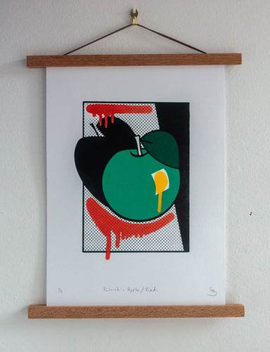 Patrick’s Apple / Red - A One Off Embellished with Graffiti Mops Screen Print by Gerard McDonagh / Bravespear