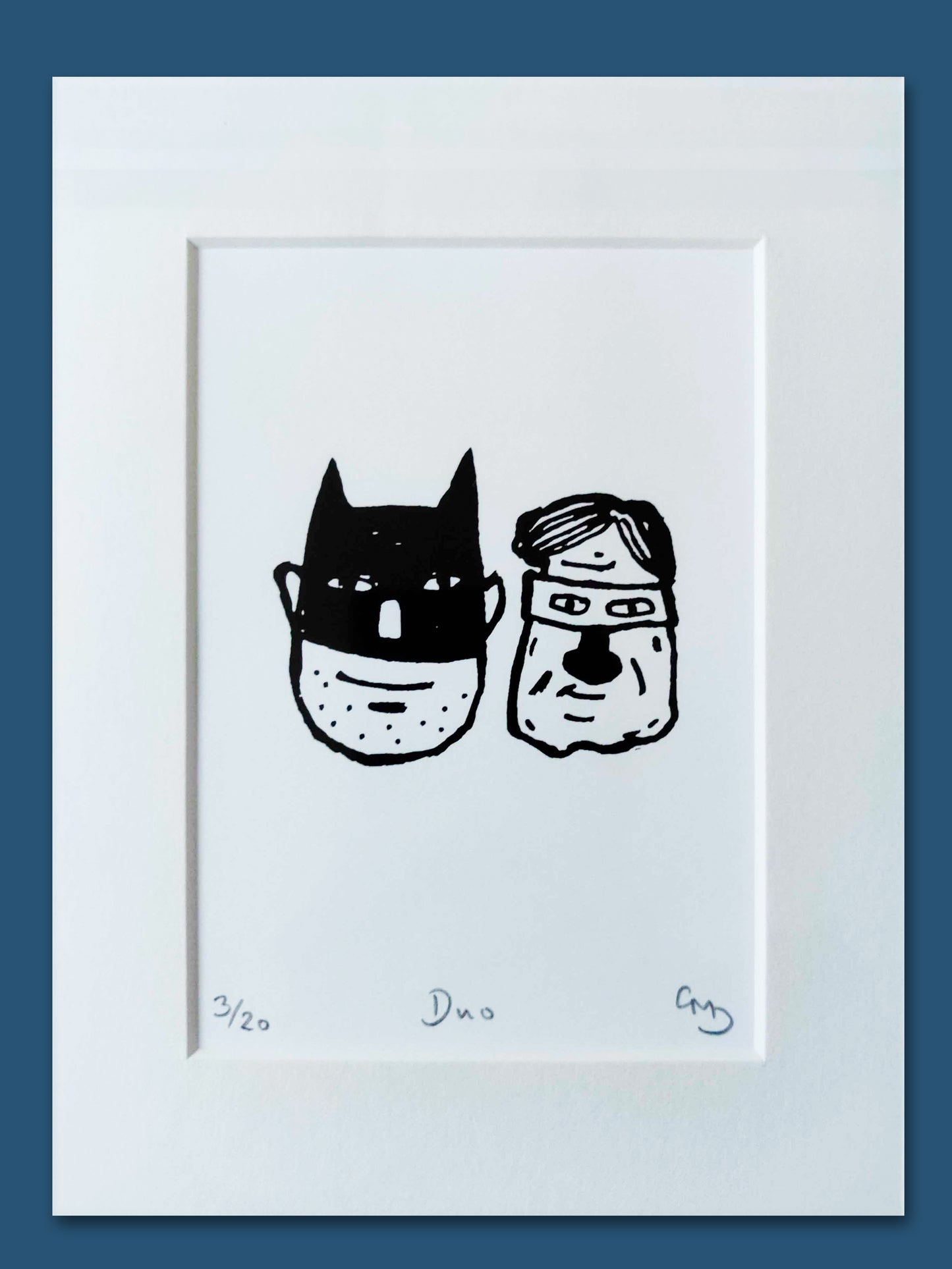 Duo (aka Batman & Robin) - An Original Hand Made Silk Screen Print by Gerard McDonagh / Bravespear