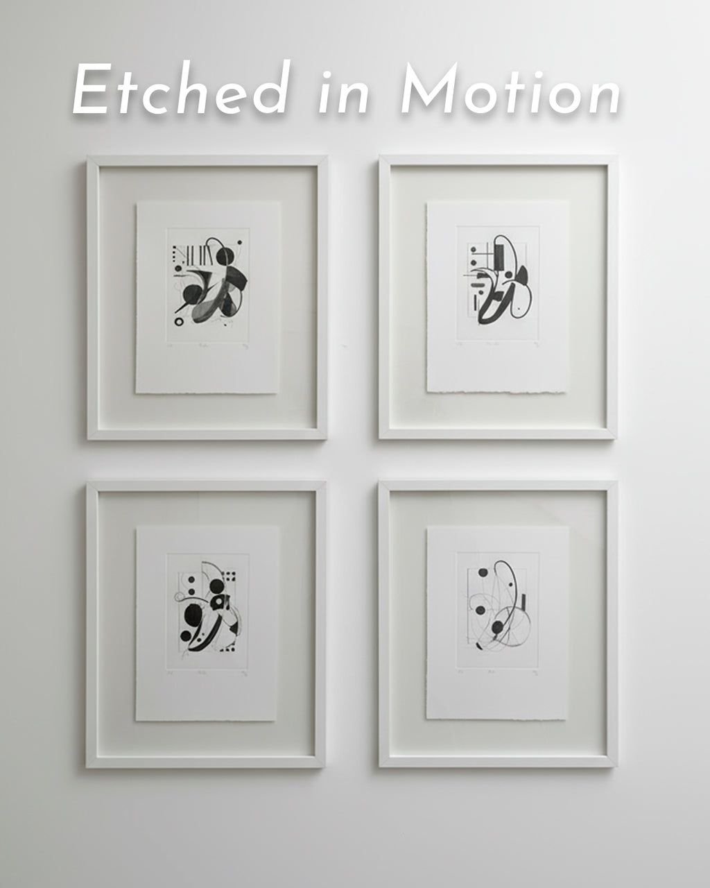 Etched in Motion - A collection of four framed intaglio prints