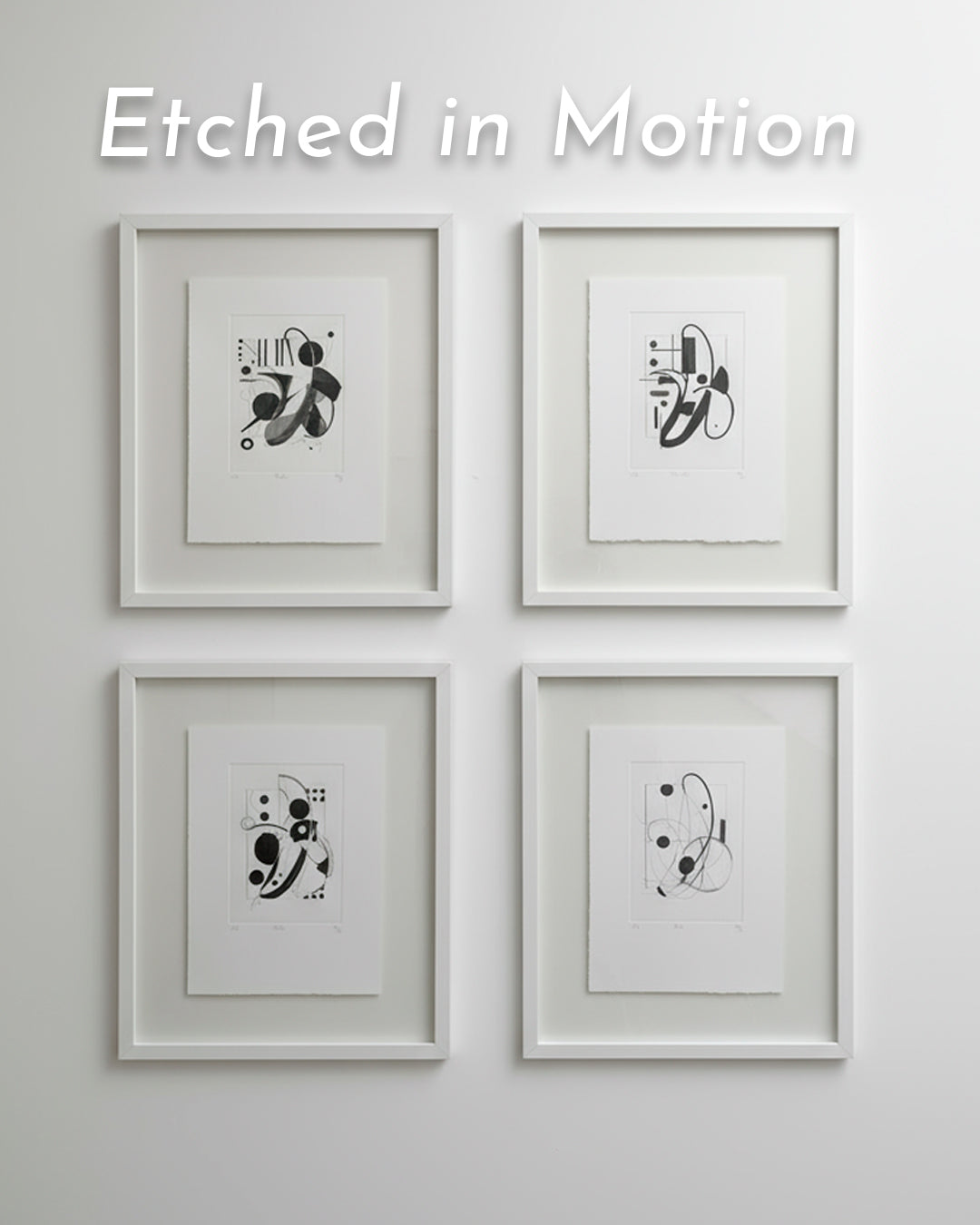 Etched in Motion - A collection of four framed intaglio prints