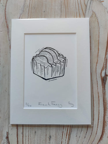Limited edition Mr Kipling French Fancy screen print, matted for added elegance.