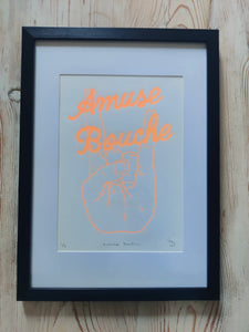 Framed pop art print - 'Amuse Bouche' - Neon Orange brilliance.