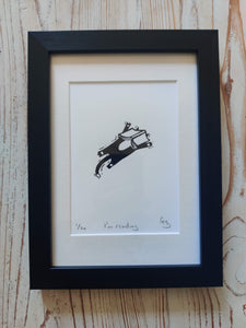 Framed Limited Edition Cat and Book Screen Print