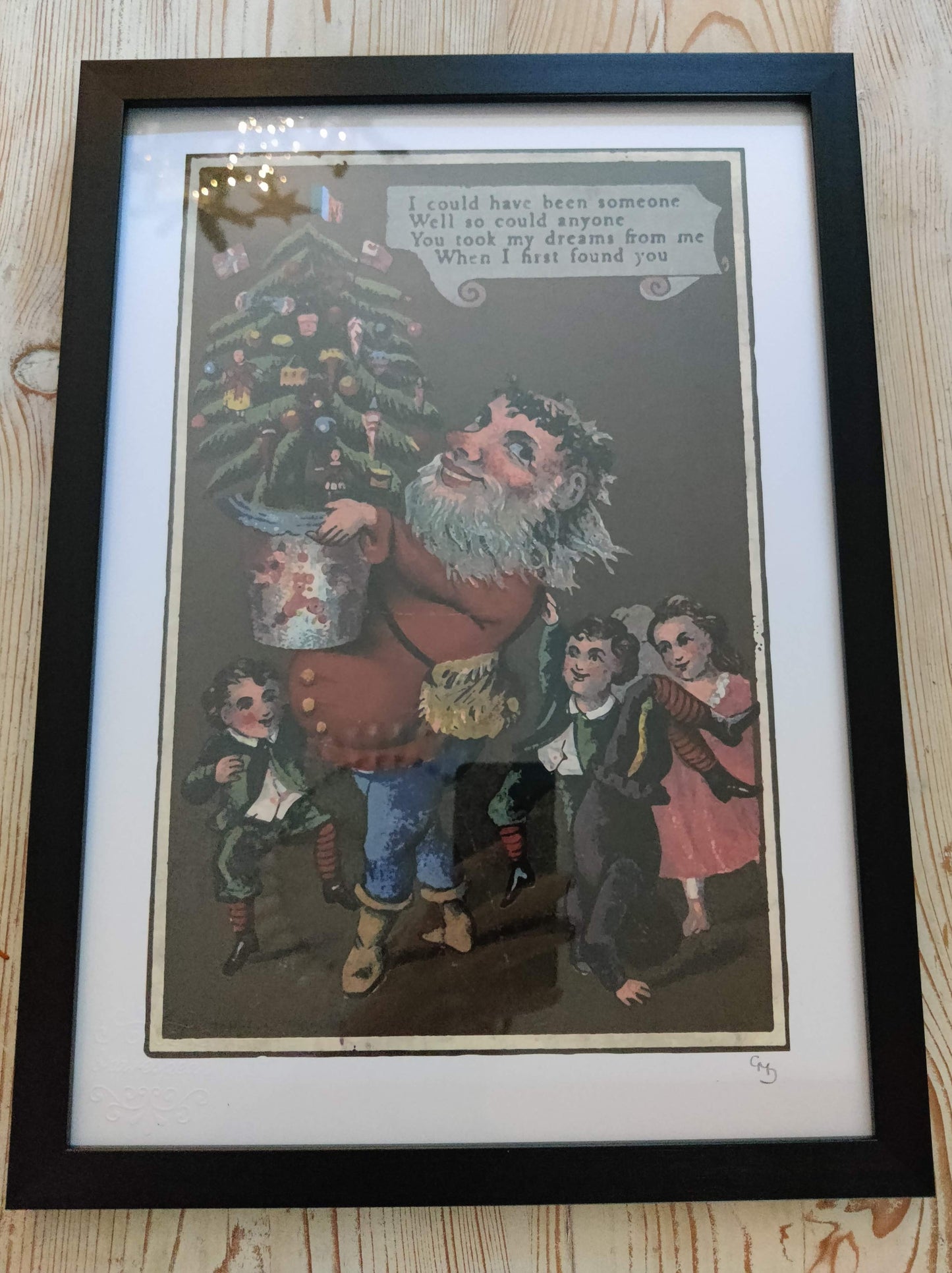 Framed Fairytale of New York A3 Giclee Print - Vintage Christmas Collage