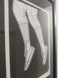 Elevate with Style: Limited Edition Print Framed in Black - Woman's Feet in Midair
