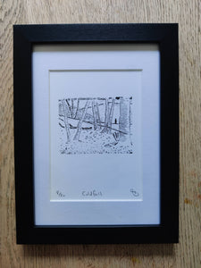 Tranquil nature art framed print - 'Coldfall' - signed, titled, and numbered.