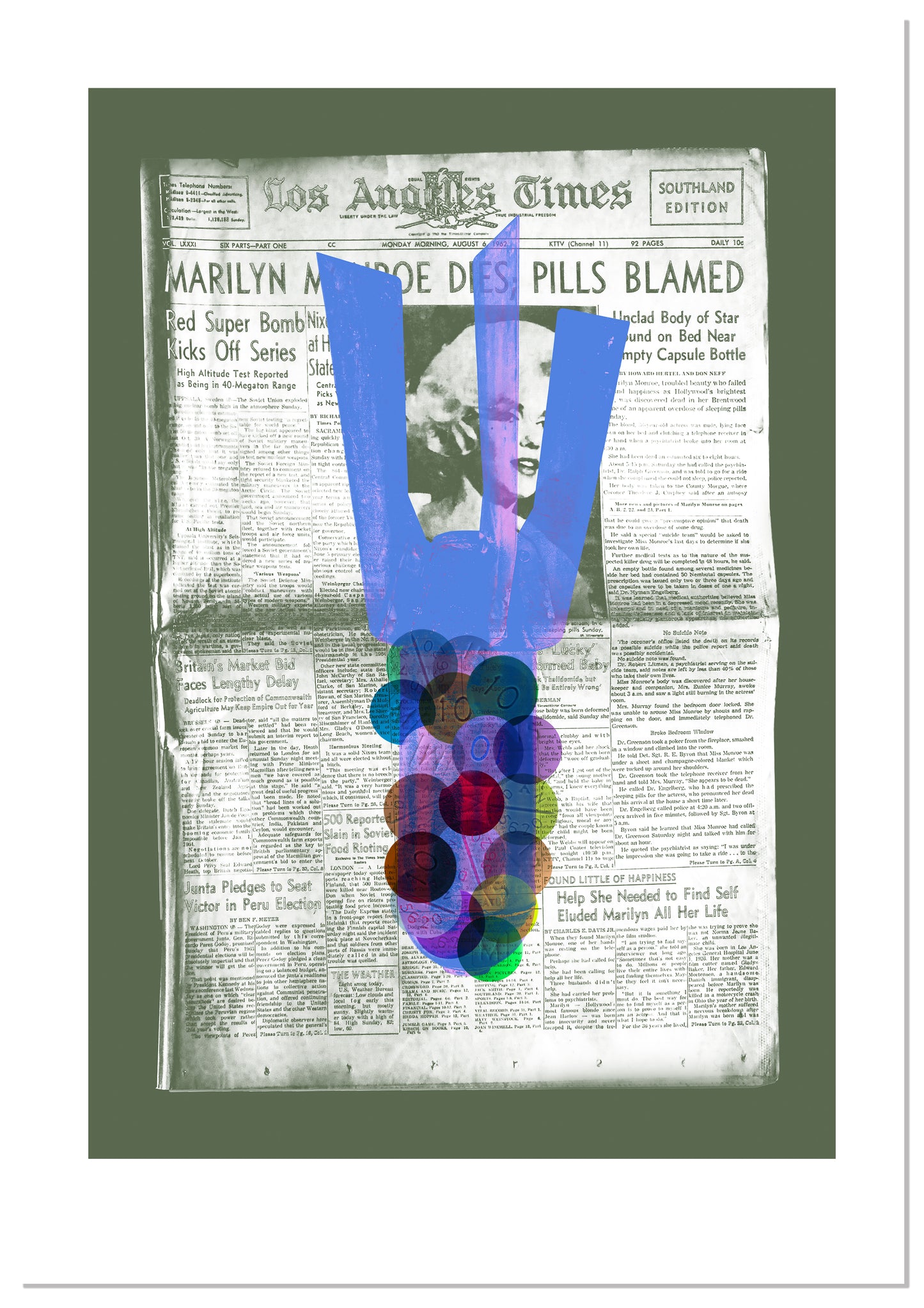 "Pills Blamed" Exclusive Open Edition - Marilyn Monroe inspired original print from Bravespears