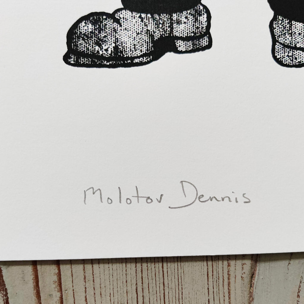 Protest-inspired screen print Molotov Dennis – collectible contemporary pop art