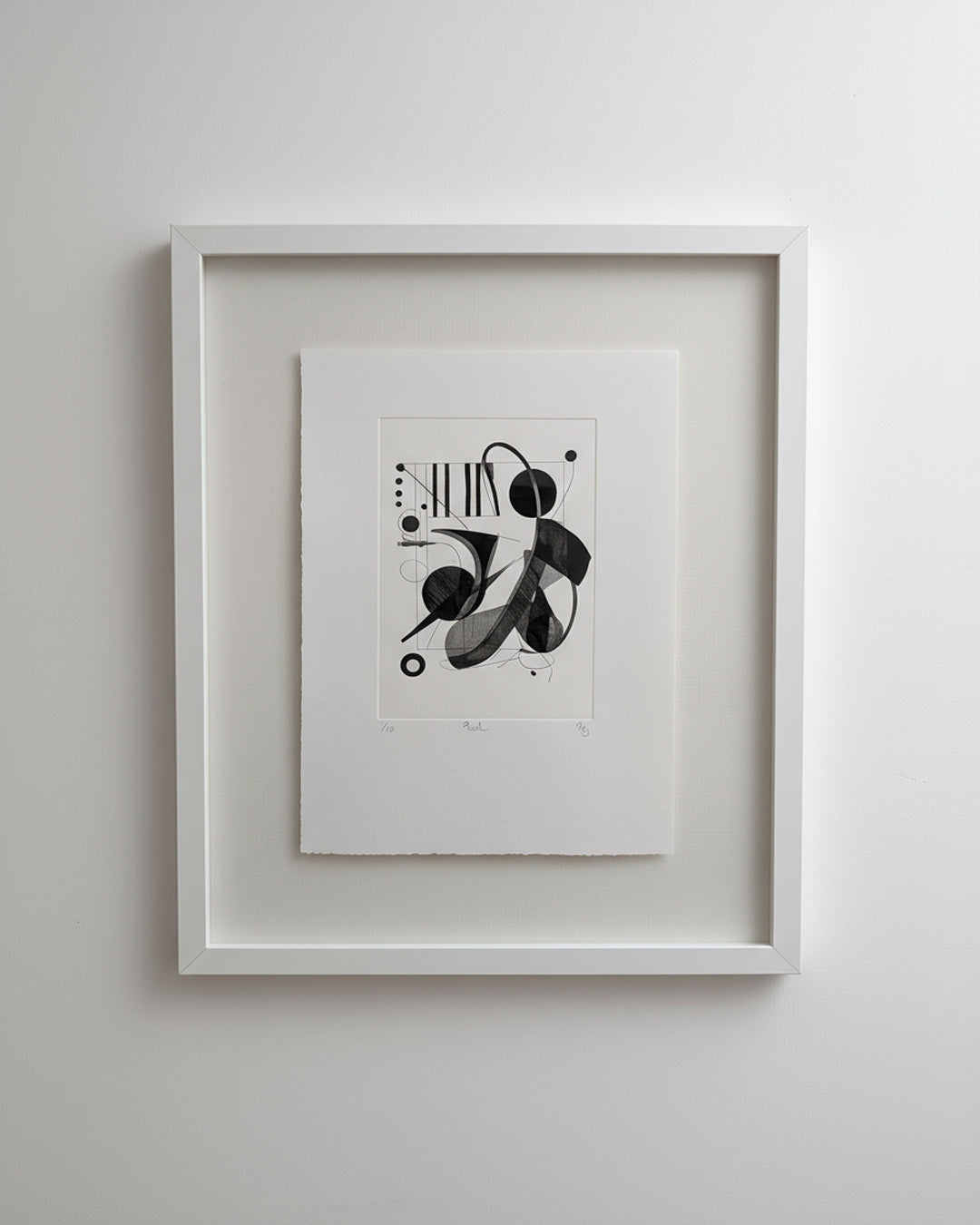 “Peel” handmade etching, float framed, created using a contemporary intaglio plate with layered textures inspired by UK jazz and expressionist art.