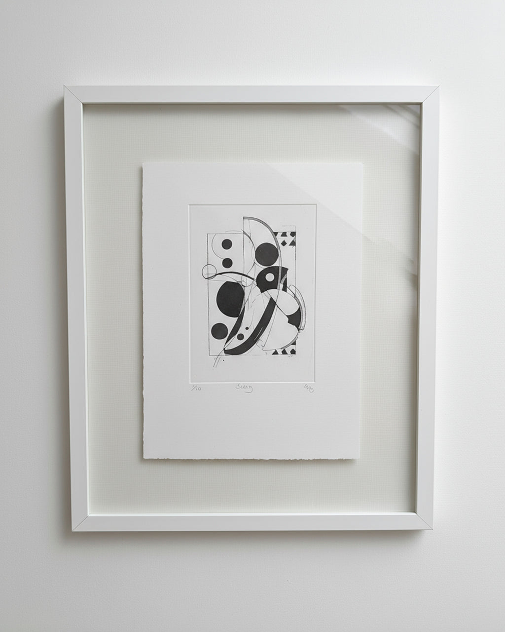 “Sway” handmade etched print, float framed, limited edition artwork with flowing etched lines inspired by UK jazz and early expressionist art.