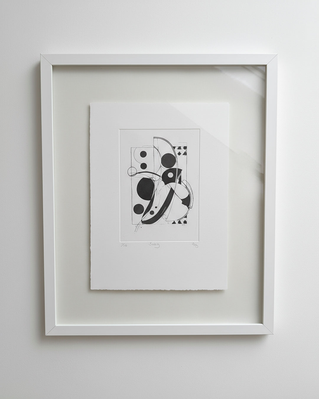 “Sway” handmade etched print, float framed, limited edition artwork with flowing etched lines inspired by UK jazz and early expressionist art.