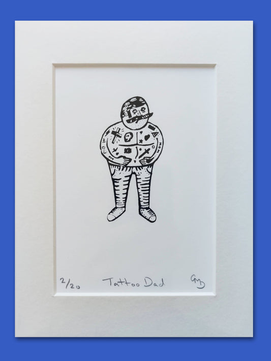 Tattoo Dad - An Original Silk Screen Print by Gerard McDonagh / Bravespear