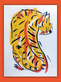 The Tyger screen print by Gerard McDonagh – William Blake inspired artwork limited edition of 50

Bold orange and black tiger print The Tyger – literary-inspired pop art