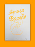 Amuse Bouche neon orange pop art screen print by Gerard McDonagh – limited edition wall art