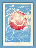 Let Forever Be screen print by Gerard McDonagh – red smiley on blue background, unframed artwork (edition of 20)