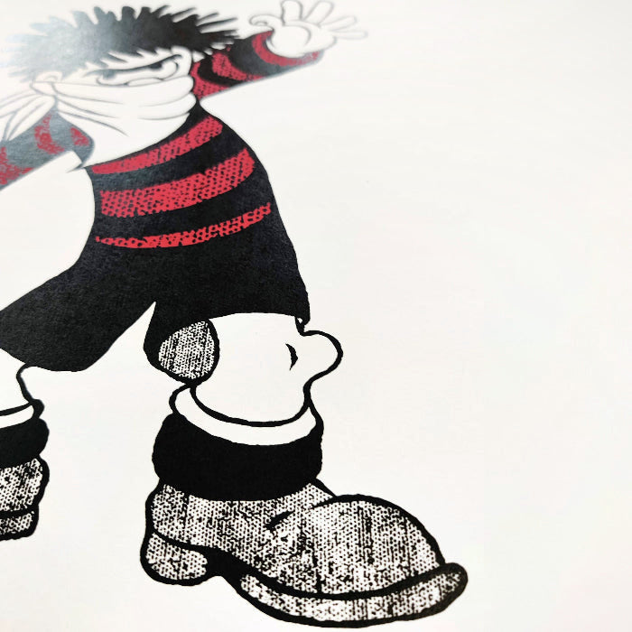 Detail of Molotov Dennis by Gerard McDonagh, showing the character’s striped jumper and boots.