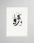 Sway artwork by Gerard McDonagh, showing abstract black shapes and fine curved lines, shown on paper.