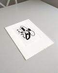 Twist artwork by Gerard McDonagh, showing abstract looping black forms and fine lines, shown on paper.